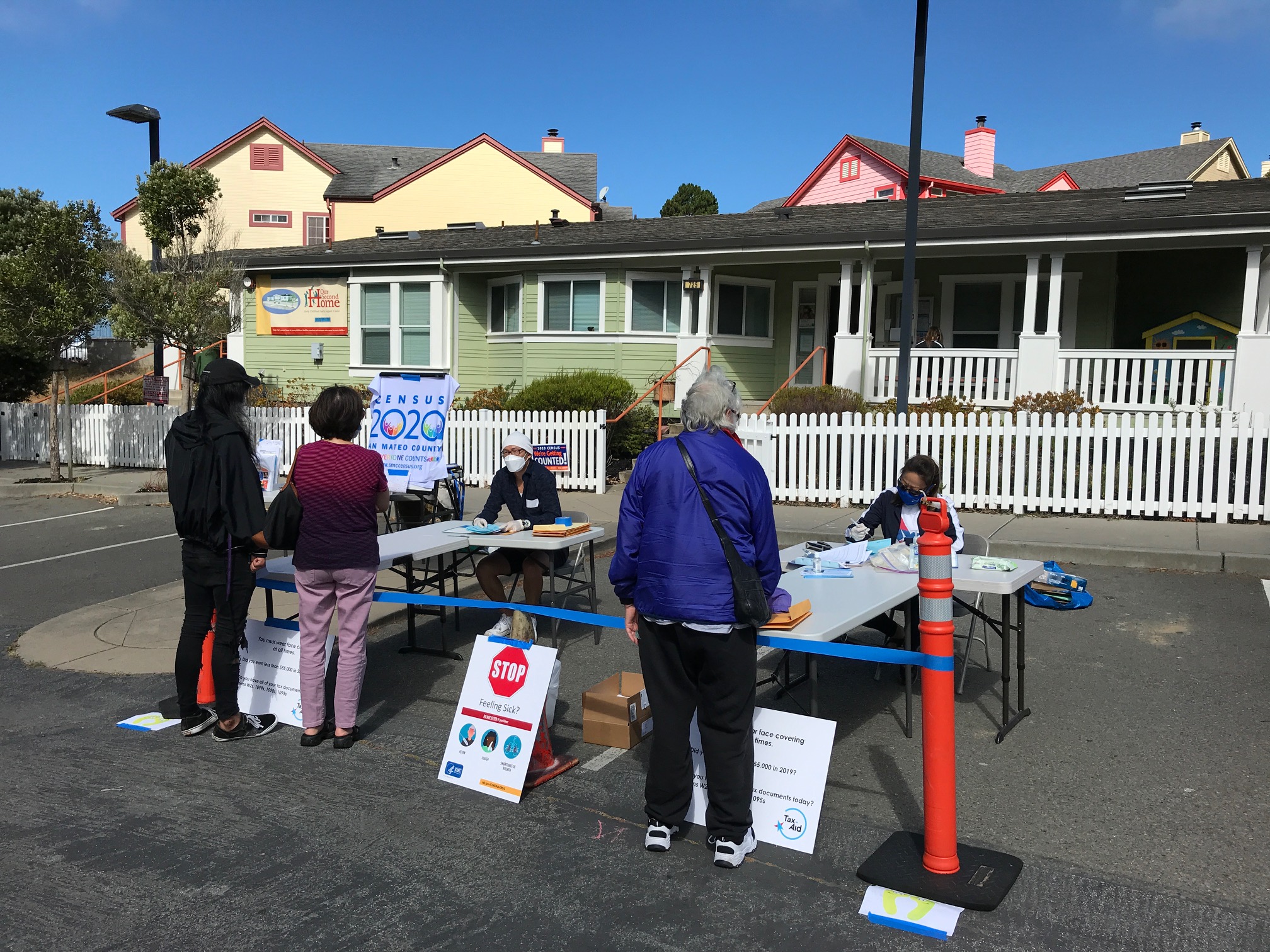 Tax Aid curbside drop off at Our Second Home in Daly City