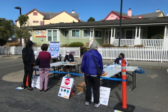 Tax Aid curbside drop off at Our Second Home in Daly City